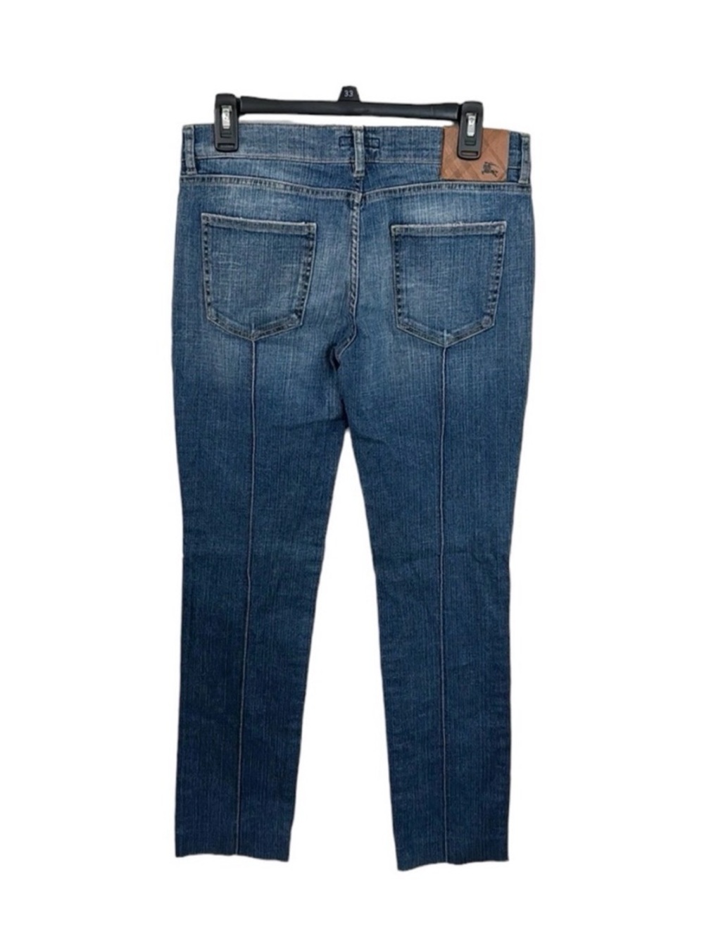 Burberry Y2K distressed front seam straight leg jeans logo embroidery size 10
